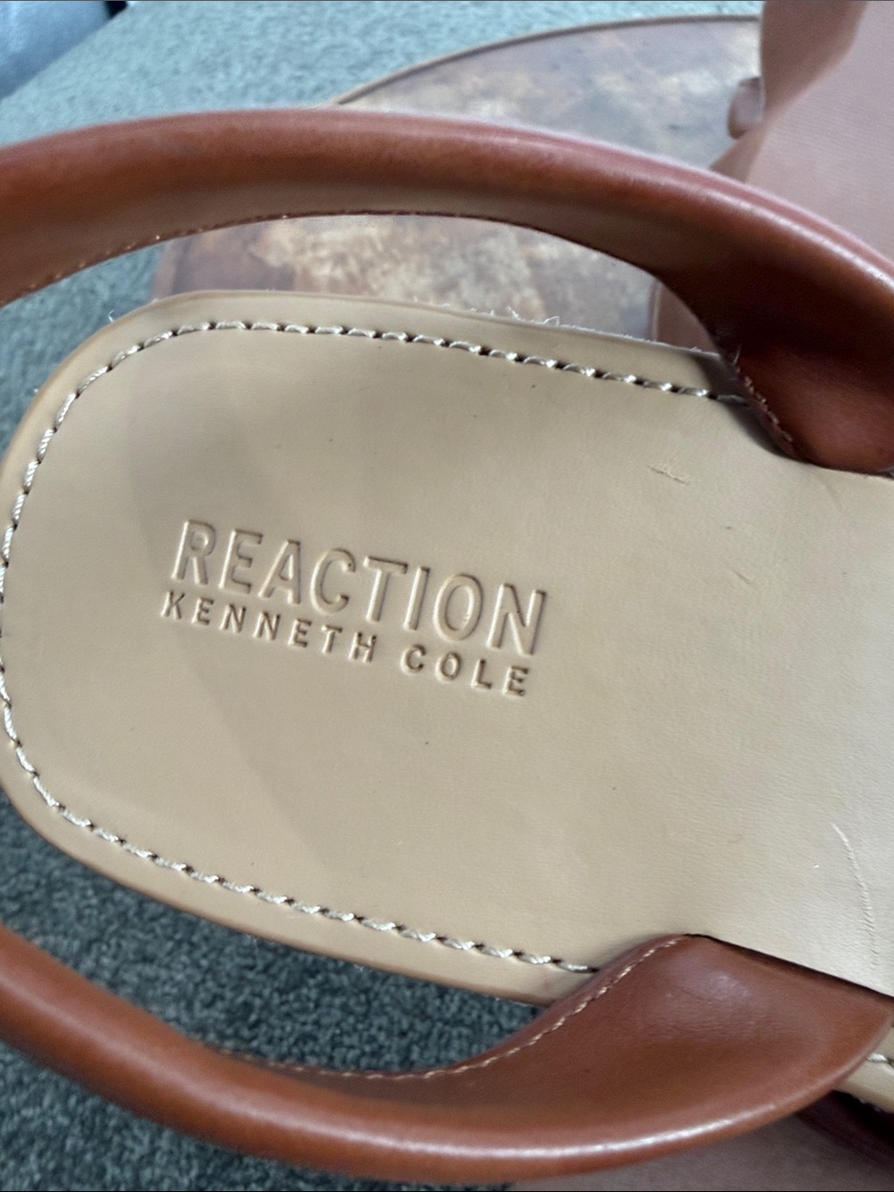 Reaction Kenneth Cole Sandals Wm 11 Fine Glass Brown Faux Leather Slingback - Picture 10 of 12